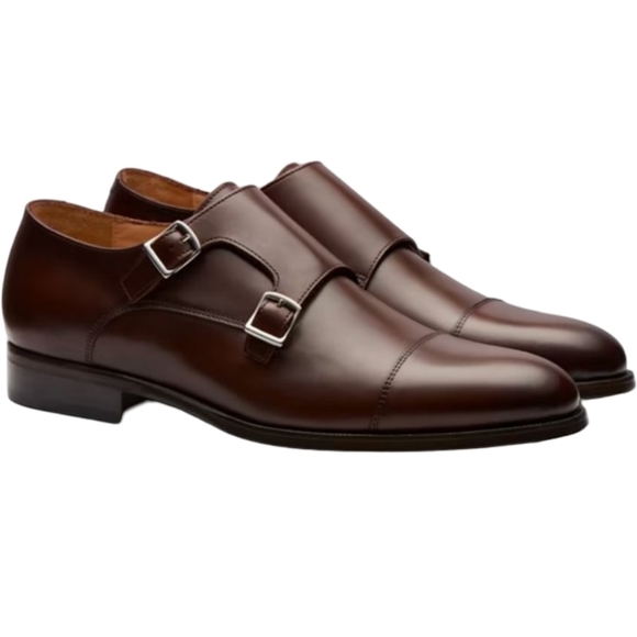Broletto Men's Double Monk Strap Dress Shoes Size 10.5 Burgundy Brown Leather - Picture 3 of 15